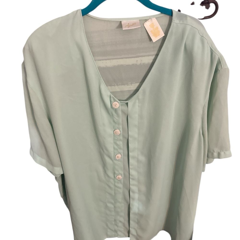 Apiece Apart Green Dolman Sleeve Boxy Button Down shoulder pads 3x 100% poly